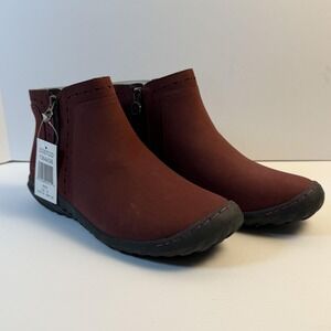 JBU By Jambu Boots Womens Size 9 Red Juno Ankle Booties Zip Memory Foam Casual